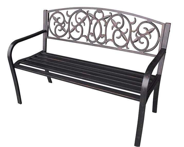 ספסל מתכת מאלומיניום מעוצב שחור אפור יפה וטוב 