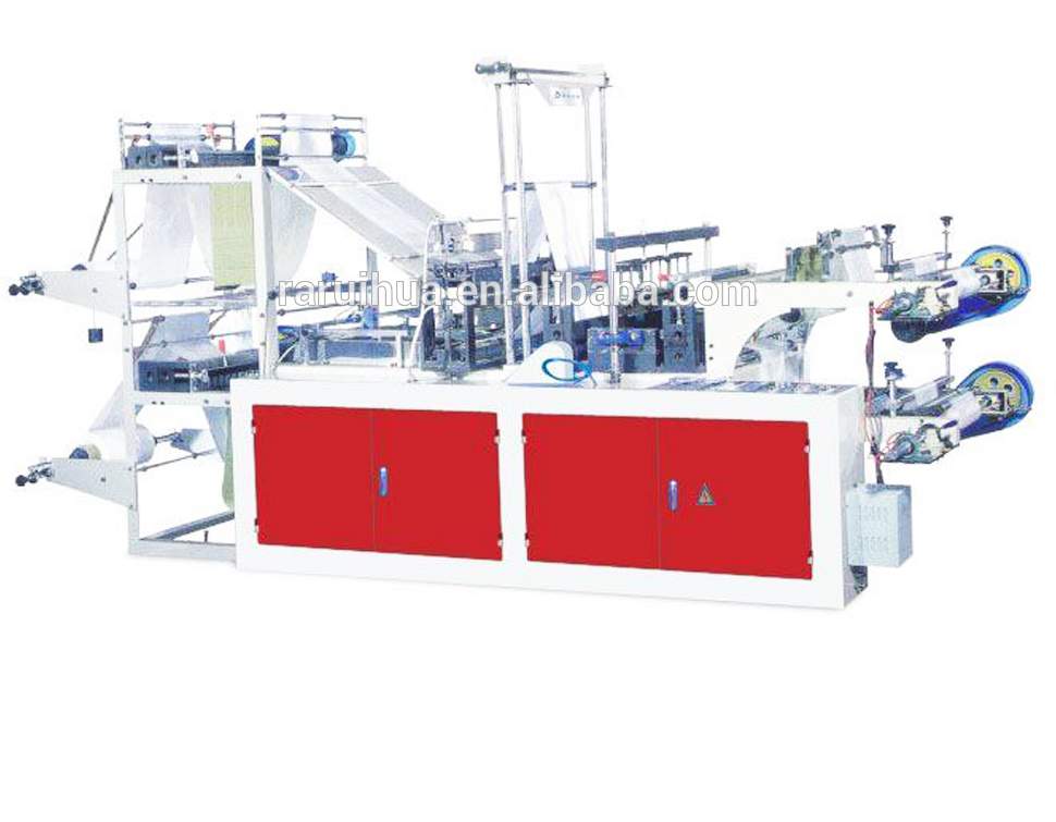 מכונת ייצור תיק פלסטיק צבע לבן עם אדום