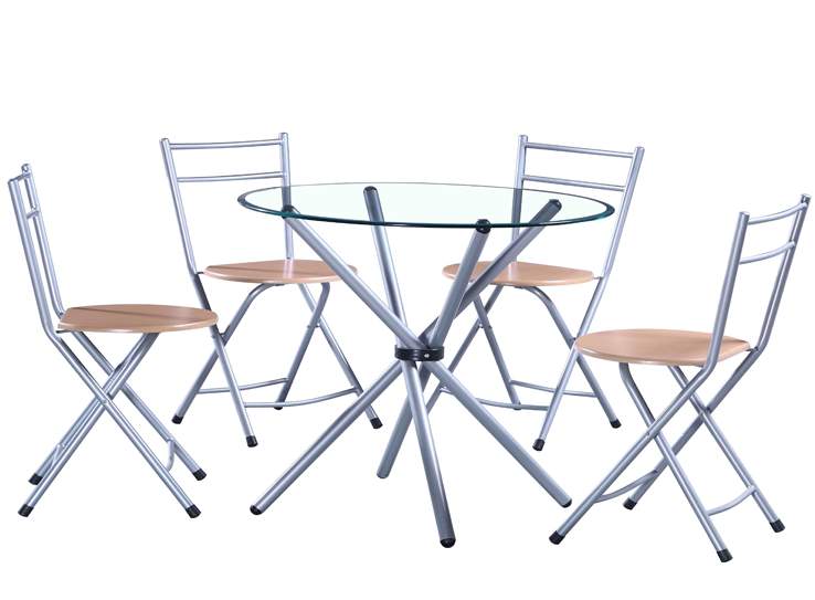 שולחן מזכוכית עם 4 כסאות איכותיות למטבח או למרפסת